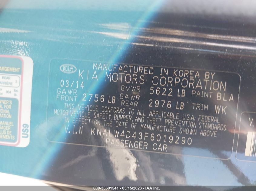 2015 KIA K900 LUXURY - KNALW4D43F6019290