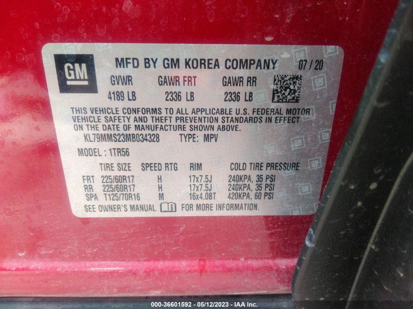 2021 CHEVROLET TRAILBLAZER LS - KL79MMS23MB034328