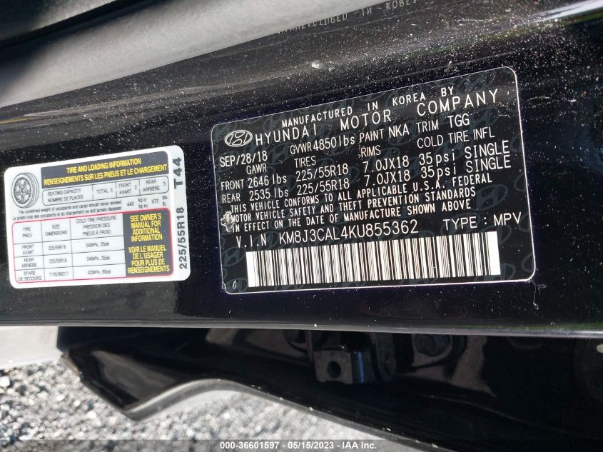 2019 HYUNDAI TUCSON SEL - KM8J3CAL4KU855362