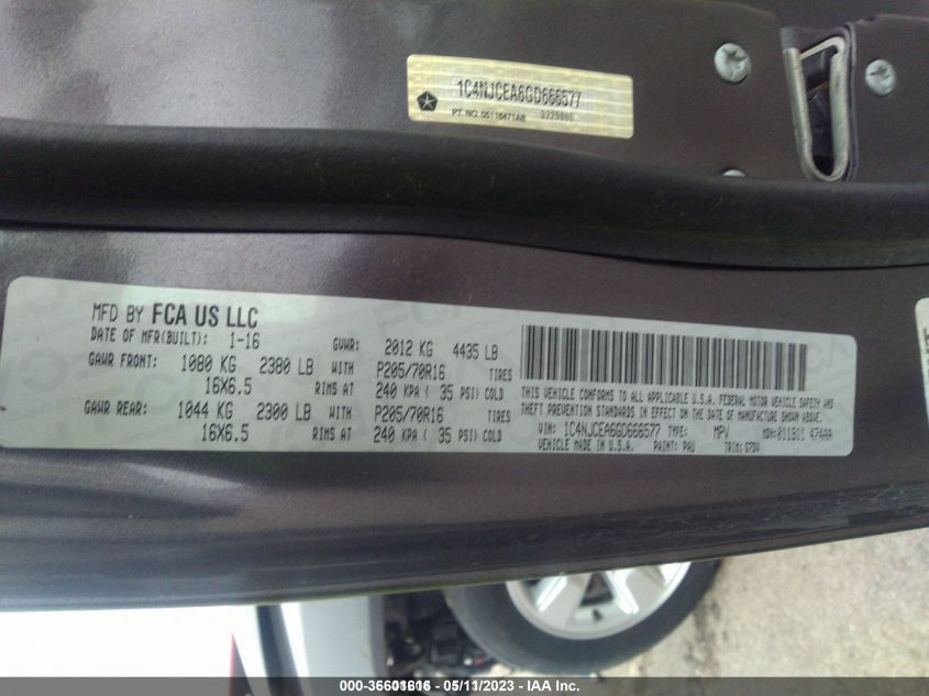 2016 JEEP COMPASS LATITUDE - 1C4NJCEA6GD666577