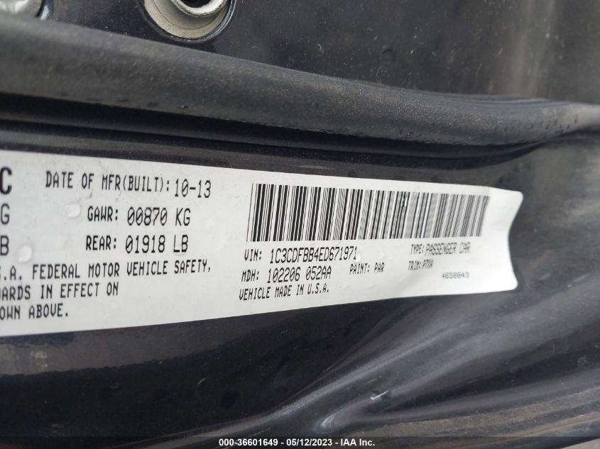 2014 DODGE DART SXT - 1C3CDFBB4ED671971