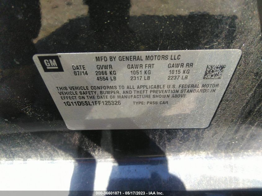 2015 CHEVROLET MALIBU LT - 1G11D5SL1FF125326