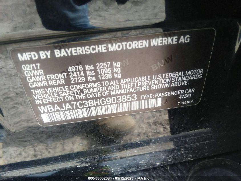 2017 BMW 5 SERIES 530I XDRIVE - WBAJA7C38HG903853