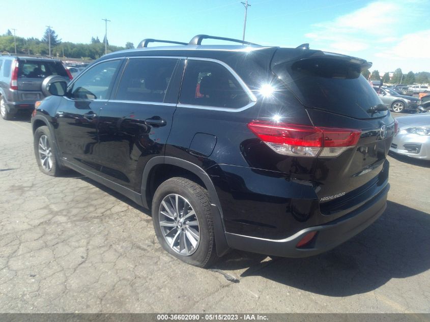 2019 TOYOTA HIGHLANDER HYBRID XLE - 5TDJGRFH5KS063001