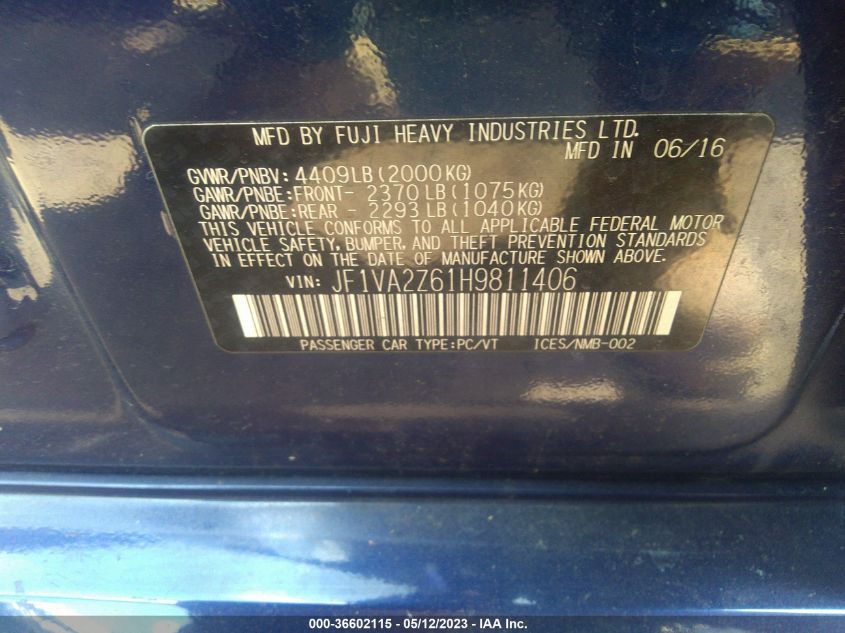 2017 SUBARU WRX STI LIMITED - JF1VA2Z61H9811406