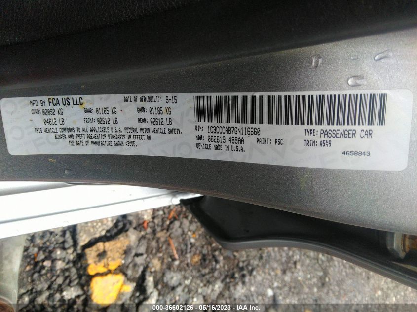2016 CHRYSLER 200 LIMITED - 1C3CCCAB7GN116660