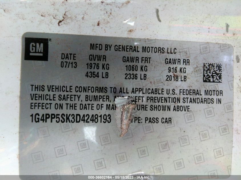 2013 BUICK VERANO - 1G4PP5SK3D4248193