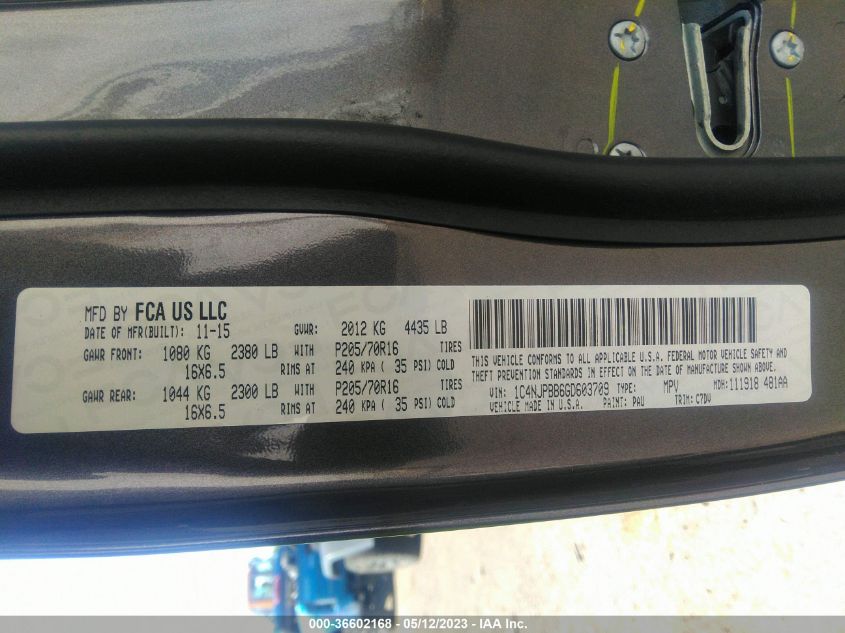 2016 JEEP PATRIOT SPORT - 1C4NJPBB6GD603709