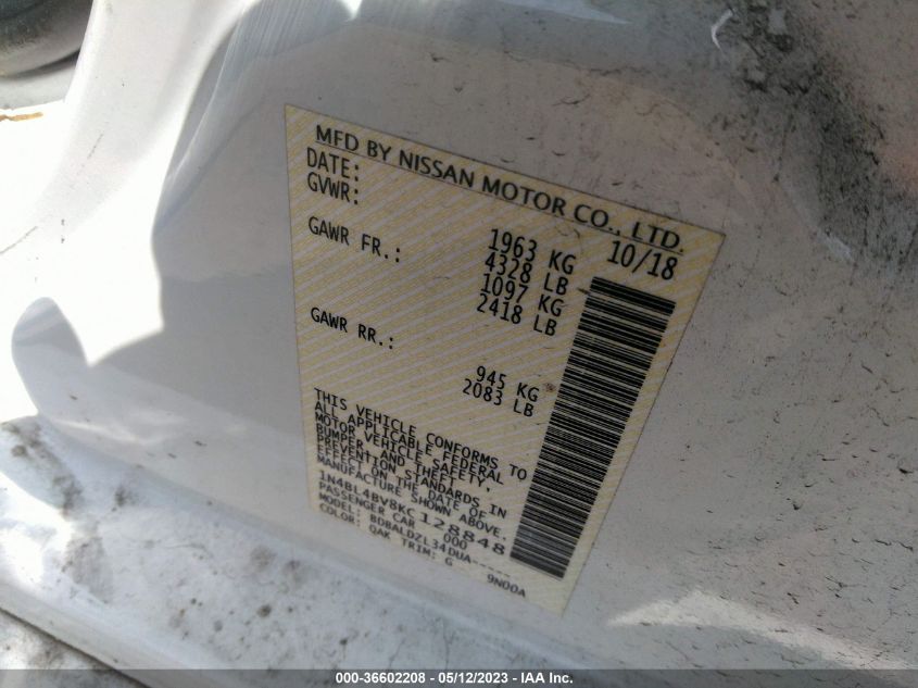 2019 NISSAN ALTIMA 2.5 S - 1N4BL4BV8KC128848