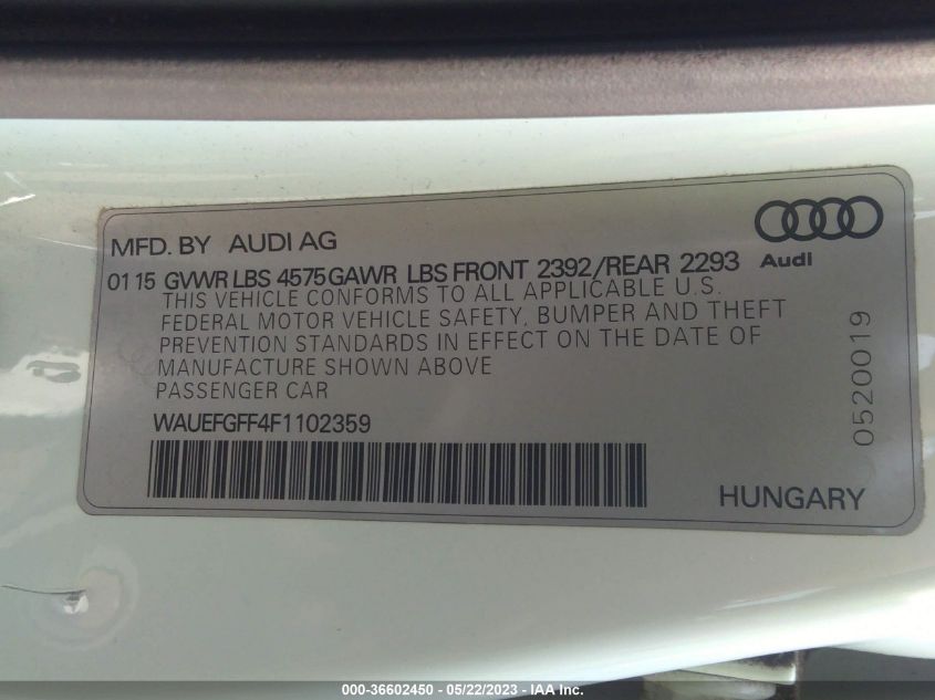 2015 AUDI A3 2.0T PREMIUM PLUS - WAUEFGFF4F1102359