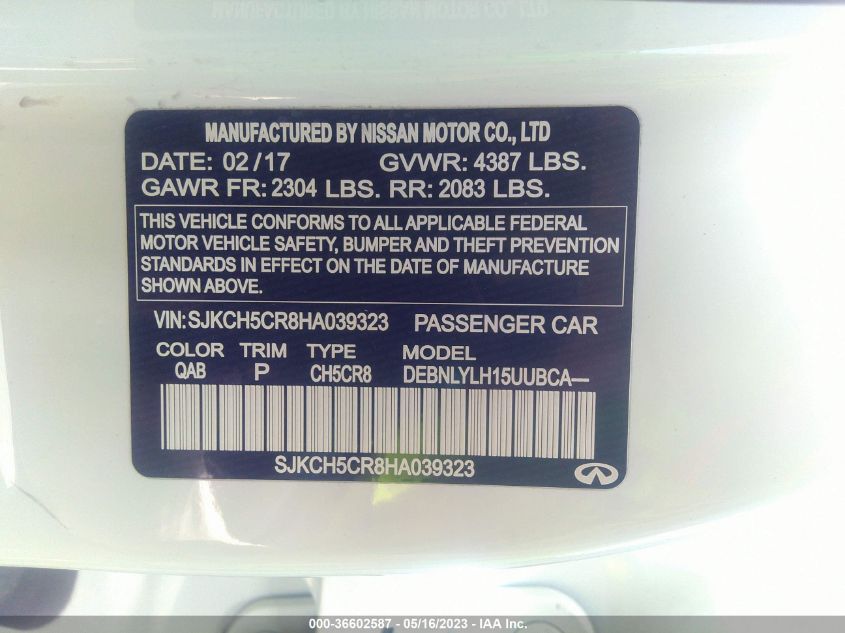 2017 INFINITI QX30 PREMIUM SJKCH5CR8HA039323
