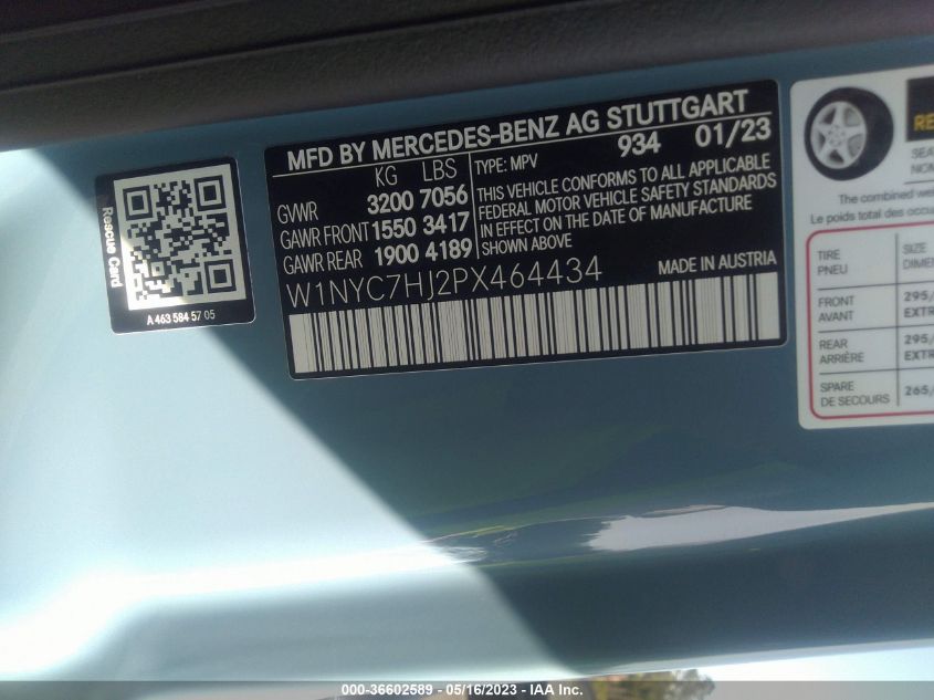 2023 MERCEDES-BENZ G-CLASS AMG G 63 W1NYC7HJ2PX464434