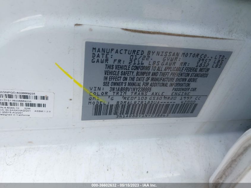 2022 NISSAN SENTRA S - 3N1AB8BV1NY238865