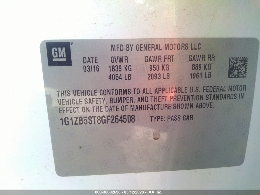 2016 CHEVROLET MALIBU LS - 1G1ZB5ST8GF264508