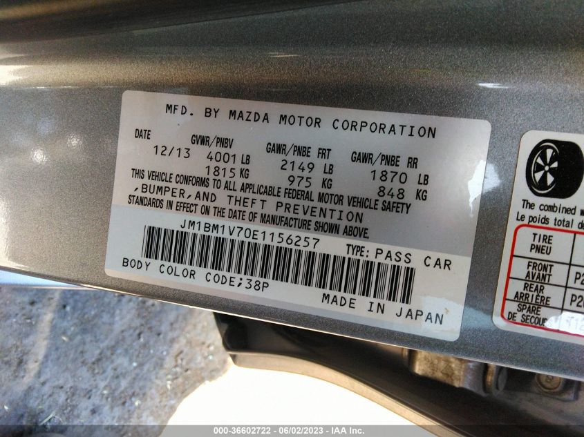 2014 MAZDA MAZDA3 I TOURING - JM1BM1V70E1156257