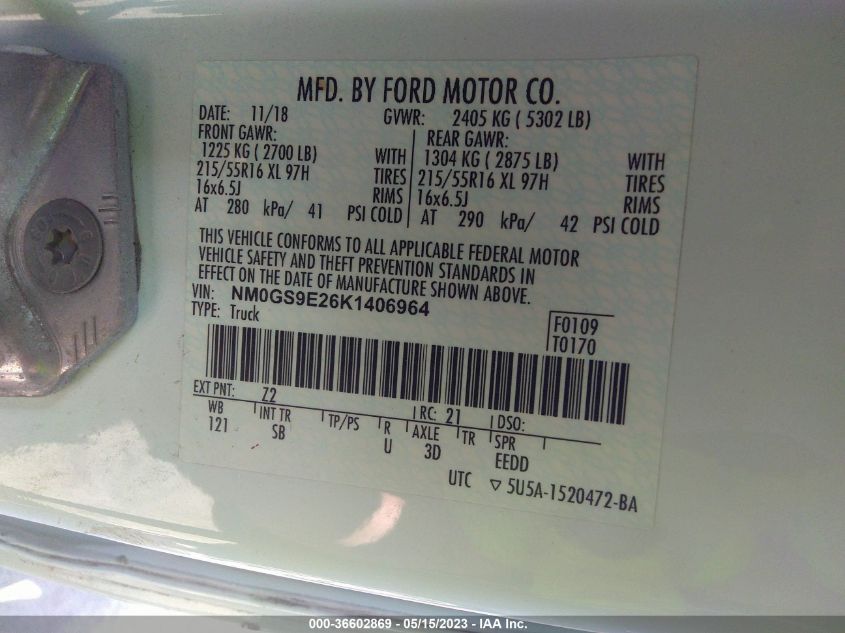 2019 FORD TRANSIT CONNECT WAGON XL - NM0GS9E26K1406964
