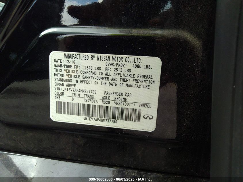 2017 INFINITI Q50 3.0T PREMIUM - JN1EV7AP4HM737799