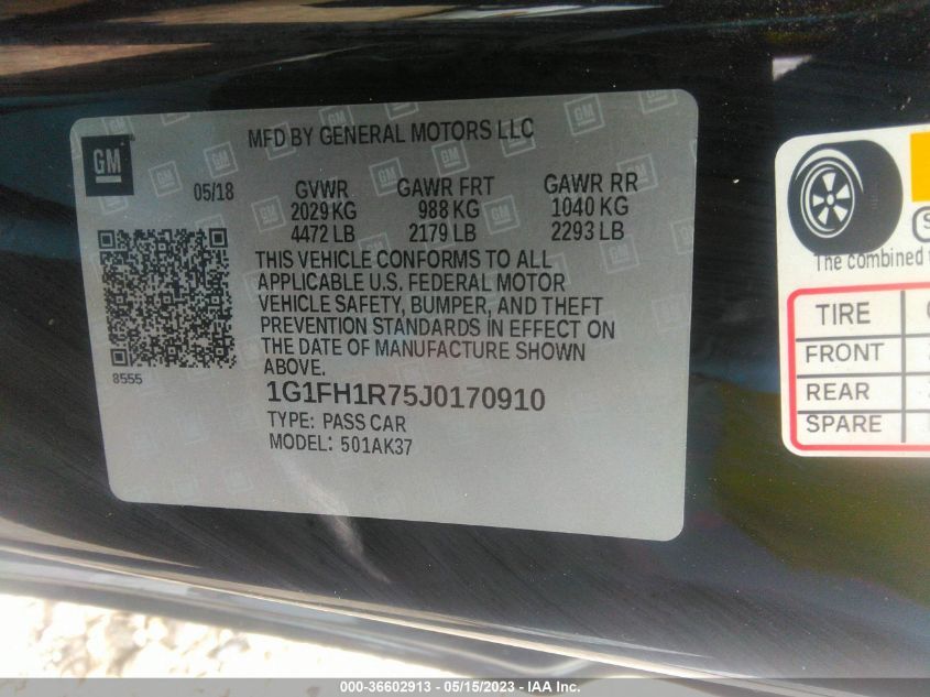 2018 CHEVROLET CAMARO 2SS - 1G1FH1R75J0170910