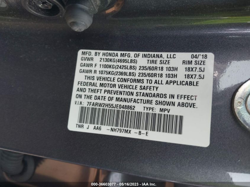 2018 HONDA CR-V EX - 7FARW2H55JE048862