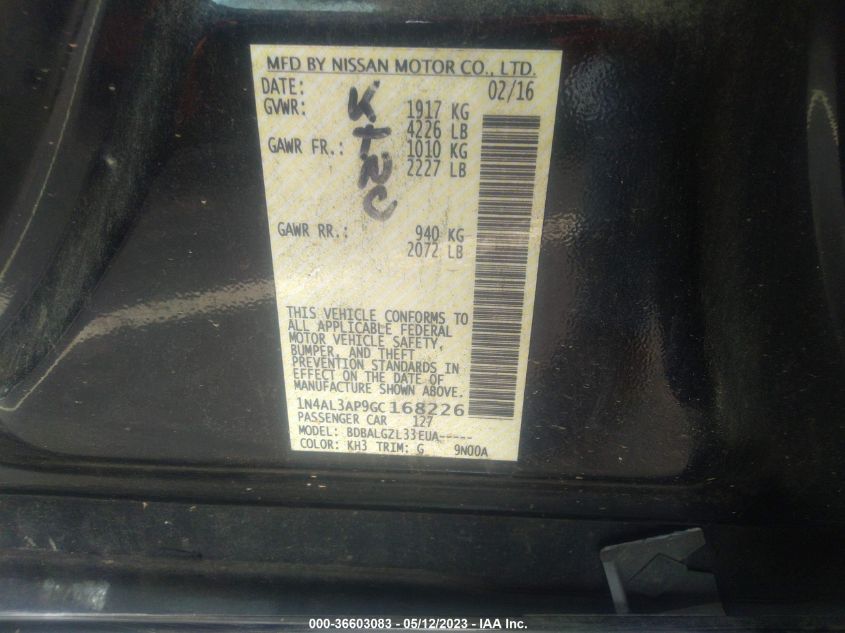 2016 NISSAN ALTIMA 2.5 - 1N4AL3AP9GC168226