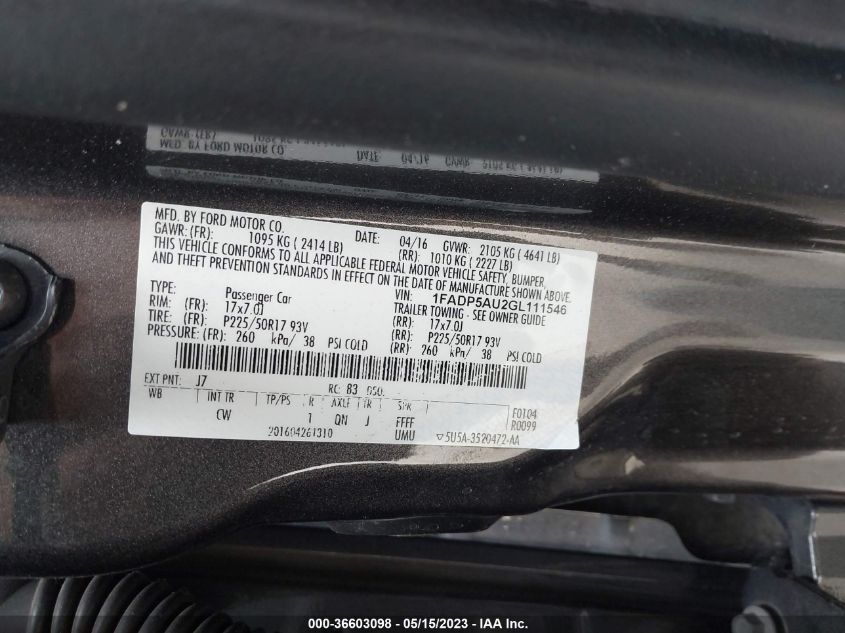 2016 FORD C-MAX HYBRID SE - 1FADP5AU2GL111546