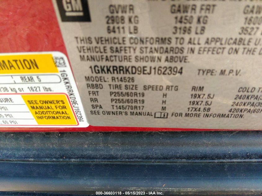 2014 GMC ACADIA SLT - 1GKKRRKD9EJ162394