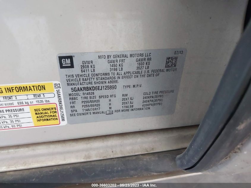 2014 BUICK ENCLAVE LEATHER - 5GAKRBKD6EJ125890