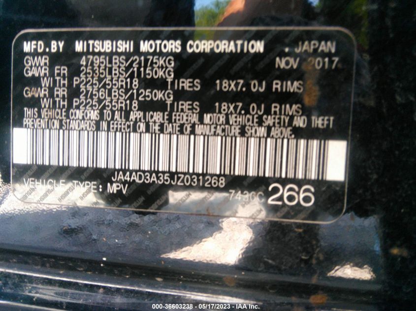2018 MITSUBISHI OUTLANDER SE/SEL/LE - JA4AD3A35JZ031268