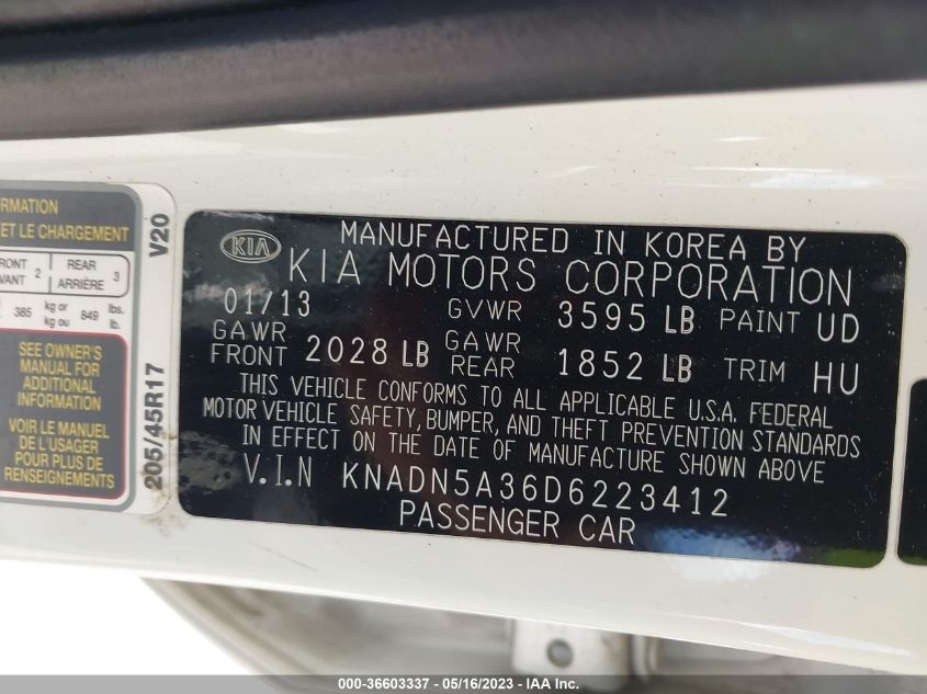 2013 KIA RIO SX - KNADN5A36D6223412