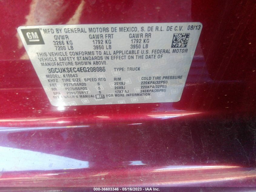 2014 CHEVROLET SILVERADO 1500 LTZ - 3GCUKSEC4EG208086