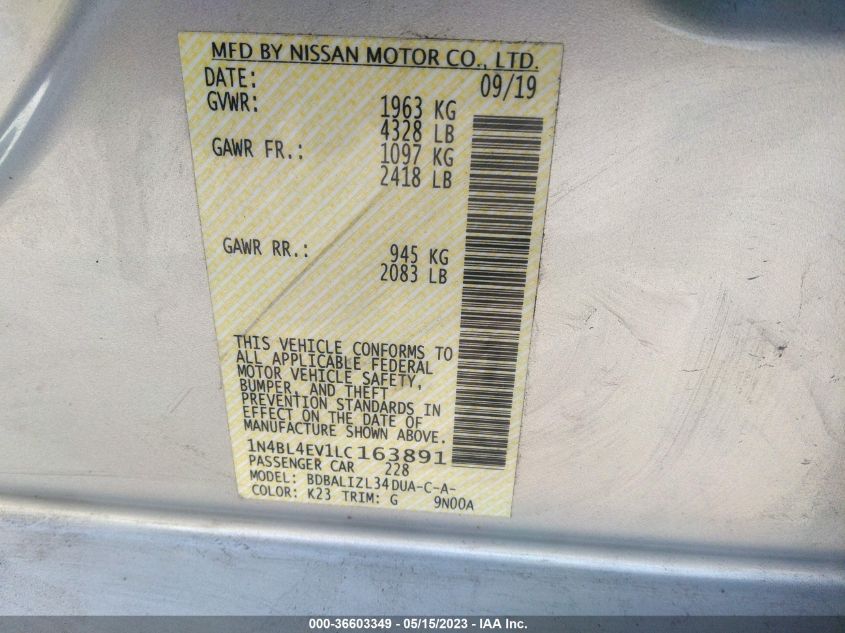 2020 NISSAN ALTIMA 2.5 SL - 1N4BL4EV1LC163891