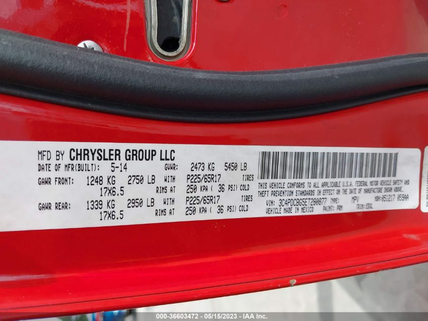 2014 DODGE JOURNEY SXT - 3C4PDCBG5ET280877