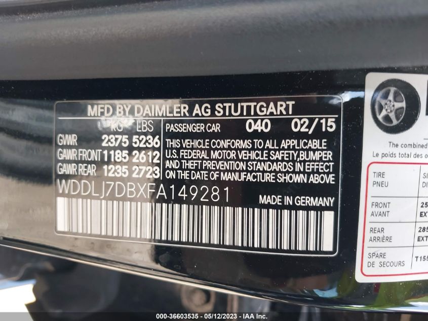 2015 MERCEDES-BENZ CLS-CLASS CLS 550 WDDLJ7DBXFA149281