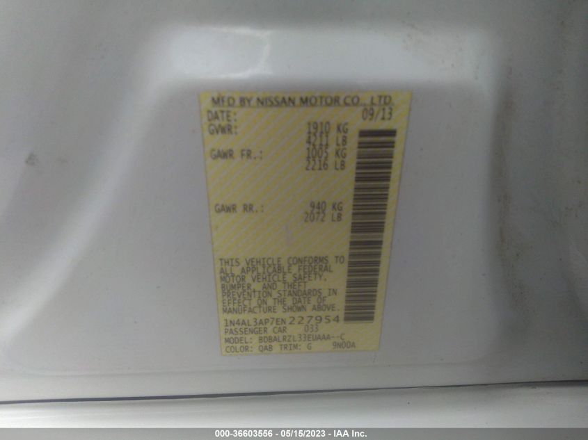 2014 NISSAN ALTIMA 2.5 S - 1N4AL3AP7EN227954