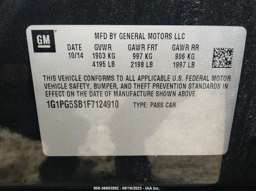2015 CHEVROLET CRUZE LTZ - 1G1PG5SB1F7124910