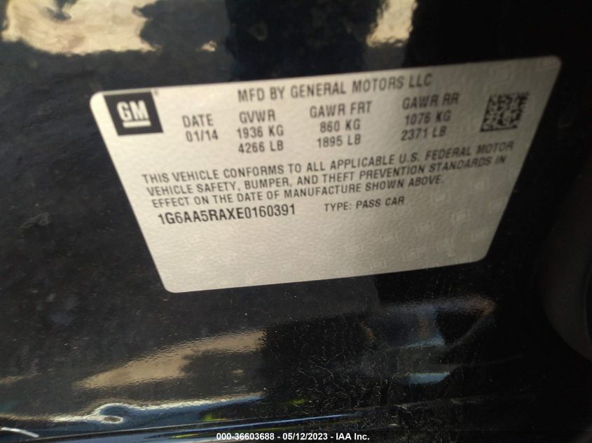 2014 CADILLAC ATS STANDARD RWD - 1G6AA5RAXE0160391