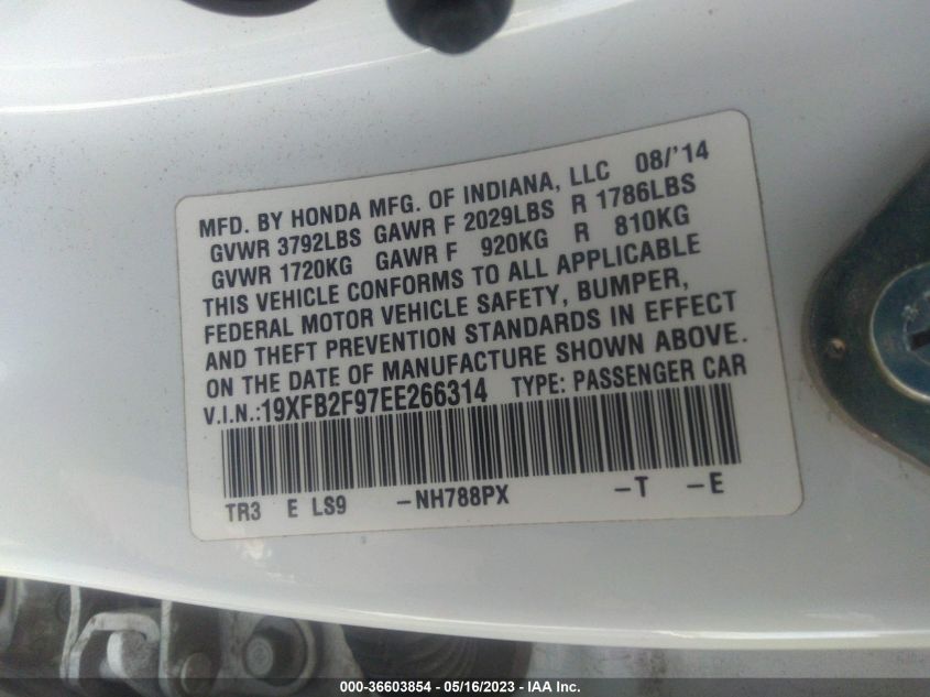 2014 HONDA CIVIC SEDAN EX-L - 19XFB2F97EE266314