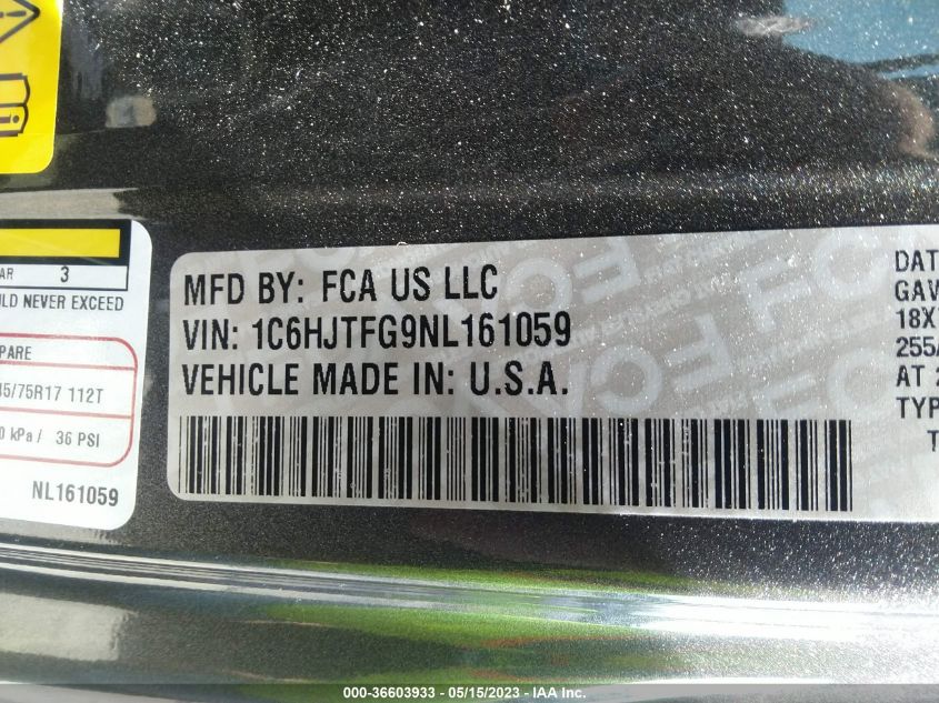 2022 JEEP GLADIATOR OVERLAND - 1C6HJTFG9NL161059