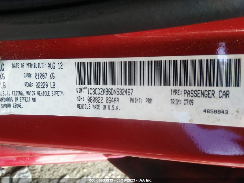 2013 DODGE AVENGER SE - 1C3CDZAB6DN532467