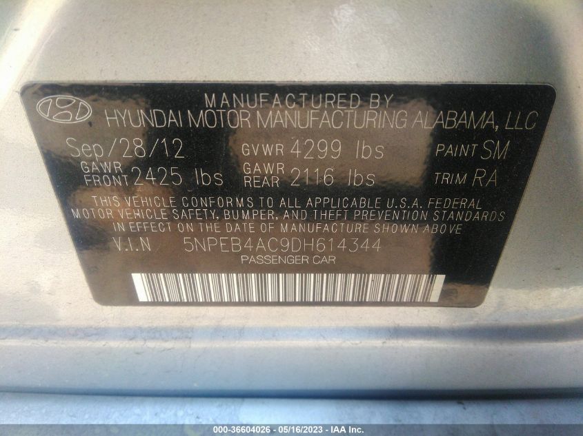 2013 HYUNDAI SONATA GLS PZEV - 5NPEB4AC9DH614344