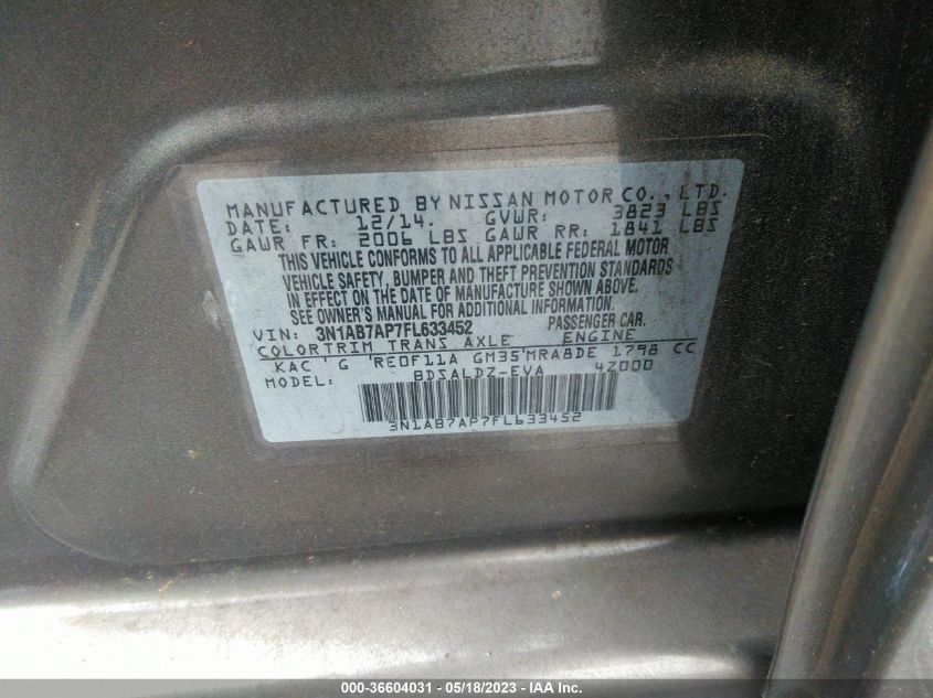 2015 NISSAN SENTRA SV - 3N1AB7AP7FL633452