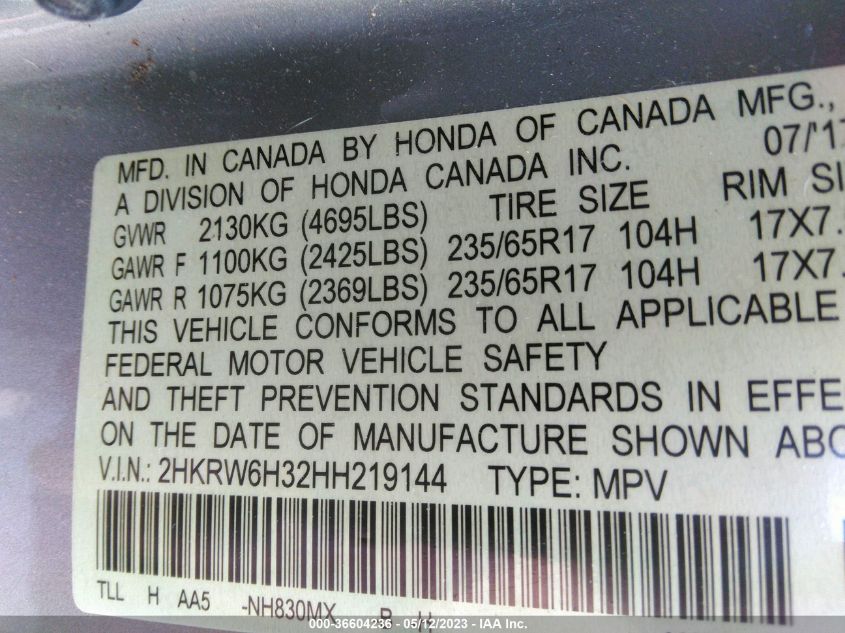 2017 HONDA CR-V LX - 2HKRW6H32HH219144