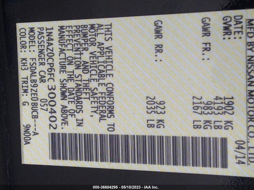 2015 NISSAN LEAF S - 1N4AZ0CP6FC300402