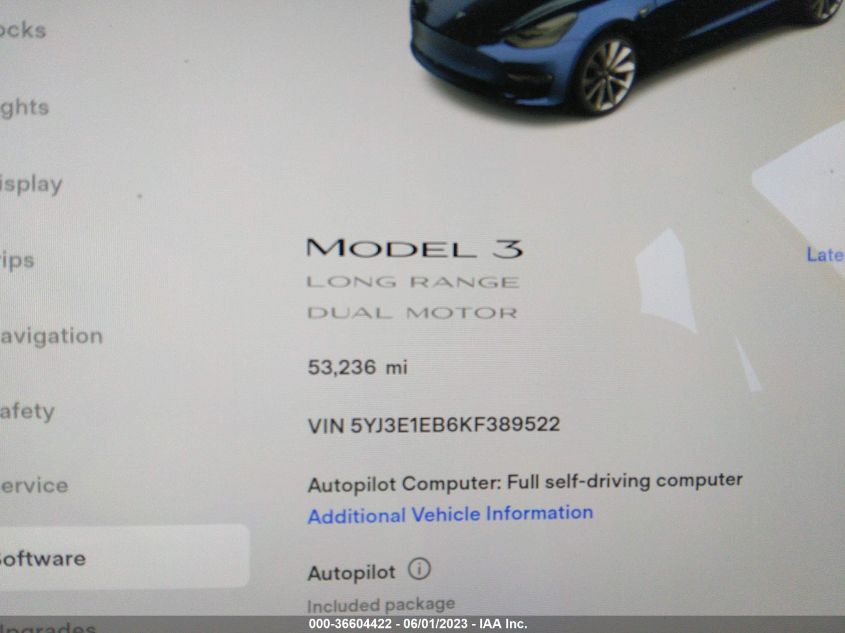 2019 TESLA MODEL 3 LONG RANGE - 5YJ3E1EB6KF389522