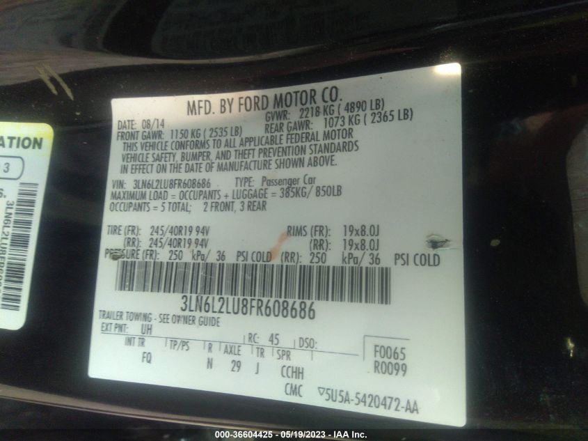 2015 LINCOLN MKZ HYBRID - 3LN6L2LU8FR608686