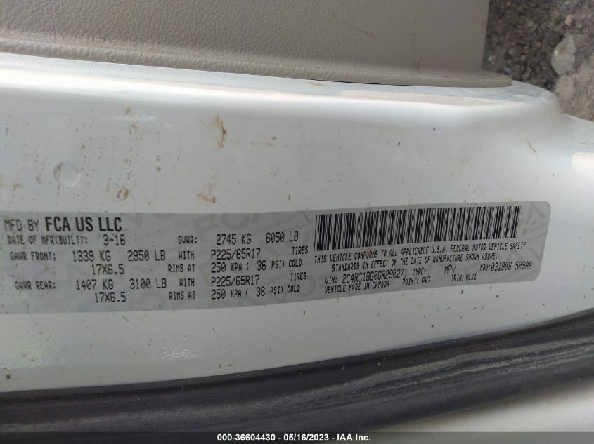 2016 CHRYSLER TOWN & COUNTRY TOURING - 2C4RC1BG0GR290271