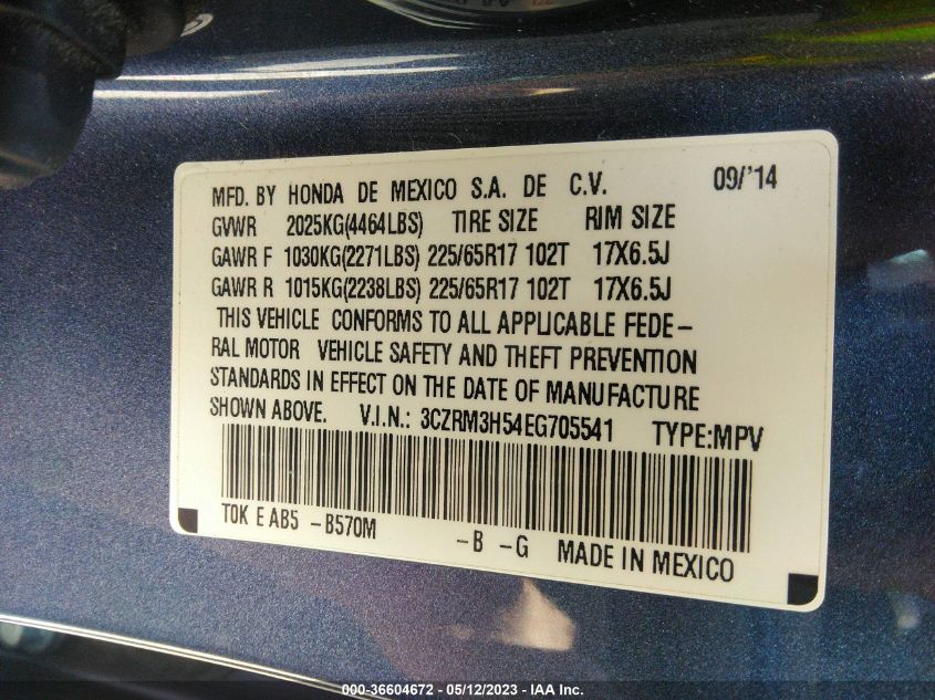 2014 HONDA CR-V EX - 3CZRM3H54EG705541