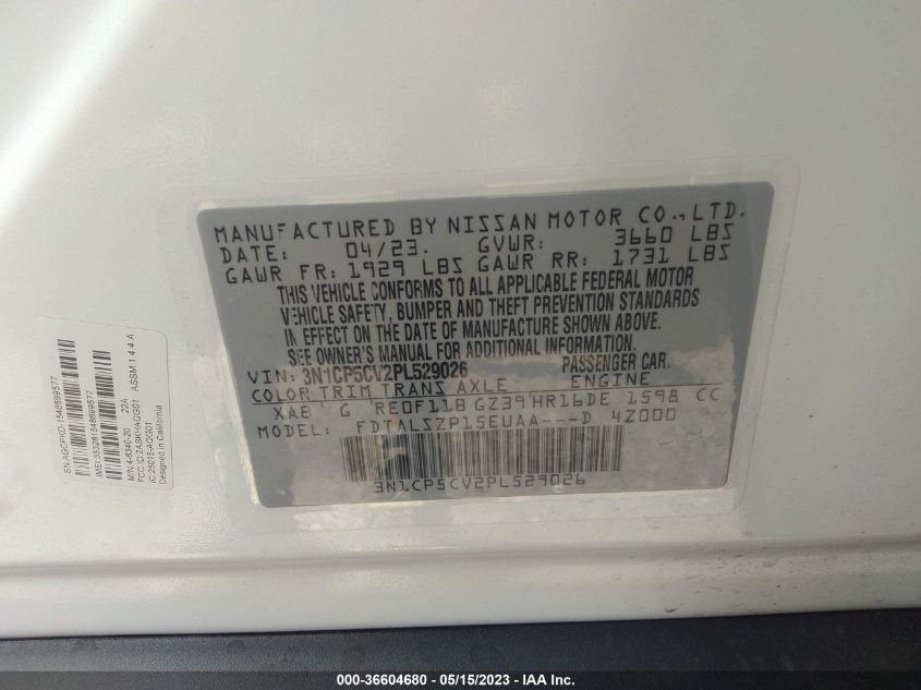 2023 NISSAN KICKS SV - 3N1CP5CV2PL529026