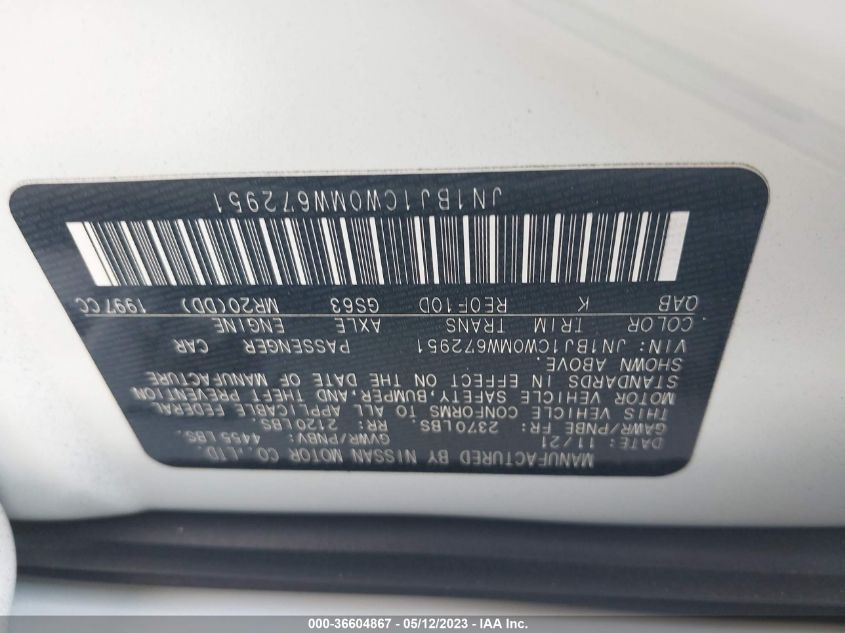 2021 NISSAN ROGUE SPORT SL - JN1BJ1CW0MW672951
