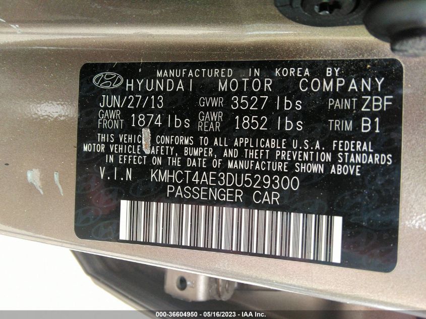 2013 HYUNDAI ACCENT GLS - KMHCT4AE3DU529300